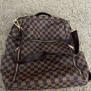 Brown checkered backpack